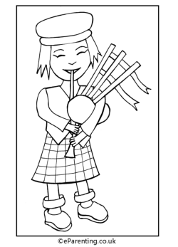 Bagpiper Colouring Picture