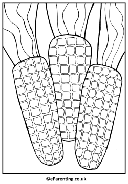 Corn on the Cob Colouring Picture