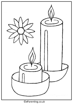 Diwali Candles colouring picture - free printable