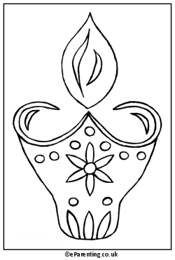 Diwali Diya Colouring Picture