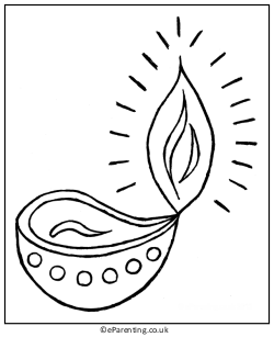 Diwali Diya Colouring Picture