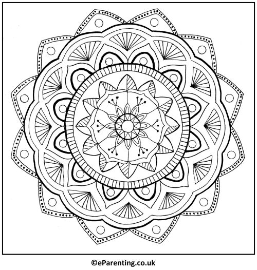 Fan Mandala Free Printable Colouring Picture