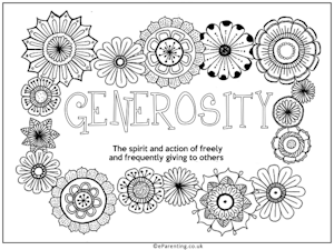 Generosity Free Printable Colouring Picture