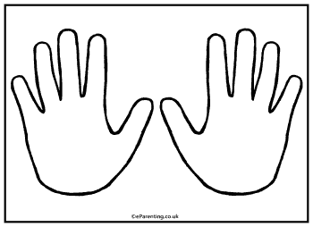 Hand Outline Template Colouring Picture