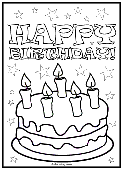Happy Birthday Free Printable Colouring Picture
