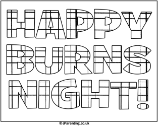 Happy Burns Night Colouring Picture