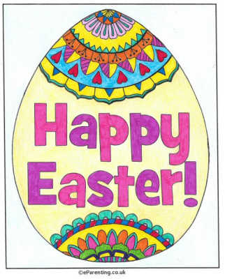Happy Easter Egg Colouring Picture
