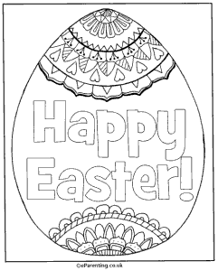 Happy Easter Egg Free Printable Colouring Picture