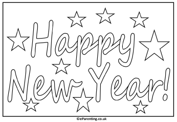 Happy New Year Colouring Picture