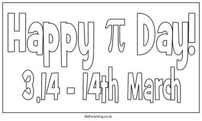 Happy Pi day Colouring Picture