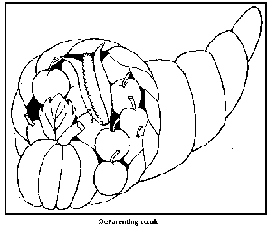 Horn of Plenty Harvest Festival Colouring Picture