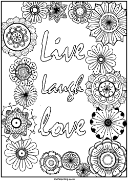 Live Laugh Love Free Printable Colouring Picture