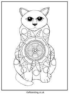 Mandala Cat Colouring Picture