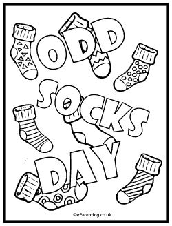 Odd Socks Day Colouring Picture