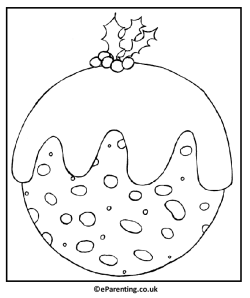 Christmas Pudding Colouring Picture free printable