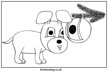 Puppy's First Christmas Colouring Picture