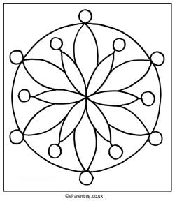 Round Rangoli Printable Colouring Picture