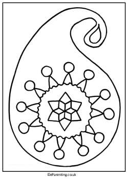 Teardrop Rangoli Printable Colouring Picture