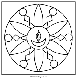 Rangoli with Diwa Printable Colouring Picture