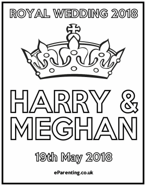 Royal Wedding 2018 Harry and Meghan Free Printable Colouring Picture
