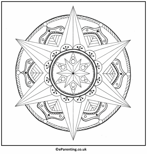 Star Mandala Free Printable Colouring Picture