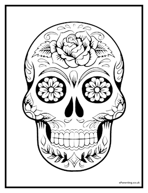 Day of the Dead Sugar Skull 2 Free Printable Colouring Picture