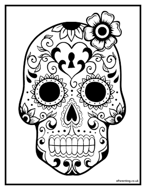 Day of the Dead Sugar Skull 5 Free Printable Colouring Picture