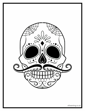 Day of the Dead Sugar Skull 6 Free Printable Colouring Picture