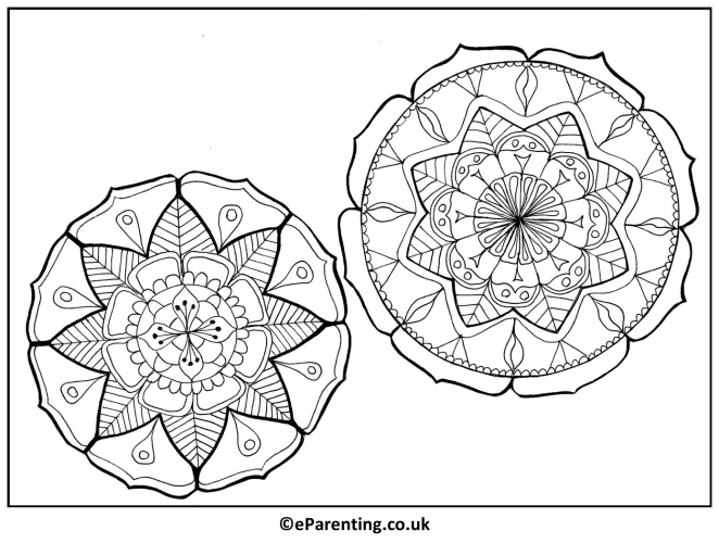 Two Small Mandalas Free Printable Colouring Picture