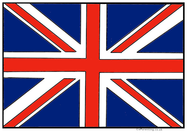 Union Jack Flag Colouring Picture Template