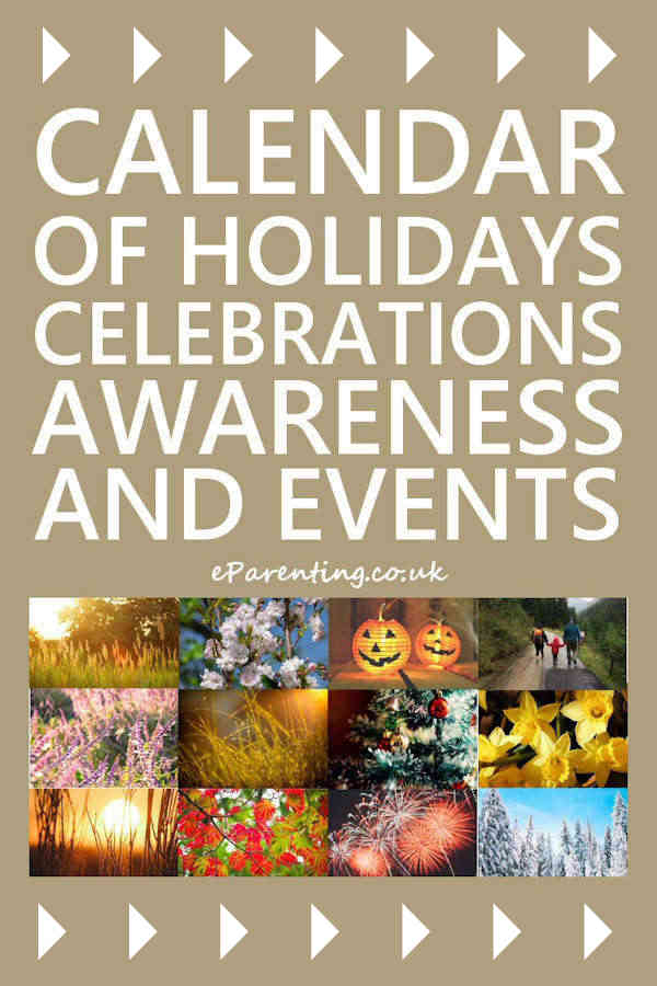Calendar of Holidays, Celebrations,  Awareness and Special Events <?php $yearnow= date("Y"); $yearnext=$yearnow+1; echo date("Y")." - ".$yearnext;?>