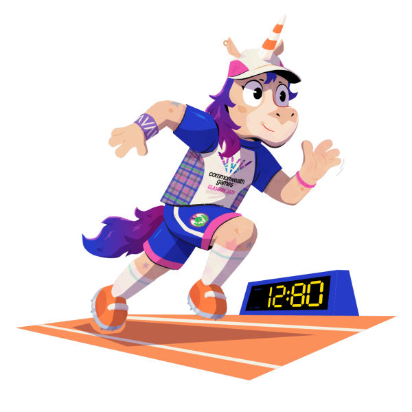 Finnie the Mascot of the 2026 Commonwealth Games held in Glasgow Scotland.