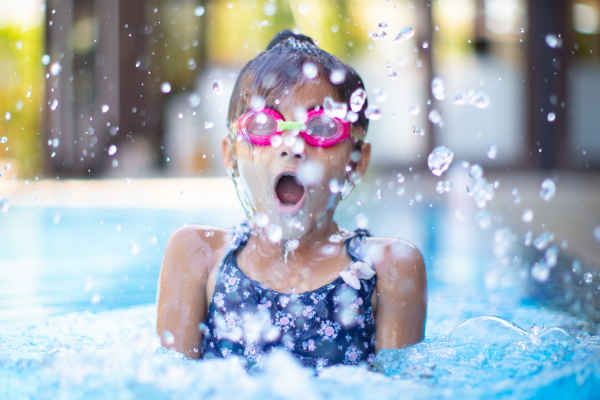 A girl in a swimming pool