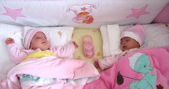 Twins asleep - not much of this in the first few weeks!