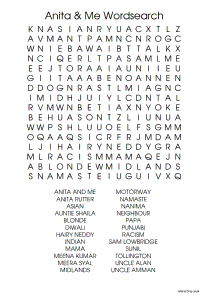 Anita And Me Word Search