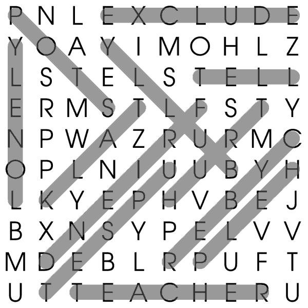 Anti Bullying Easy Wordsearch Solution