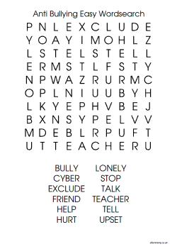 Anti Bullying Easy Wordsearch
