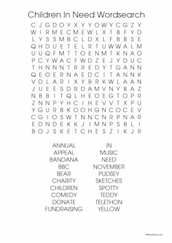 Children In Need wordsearch