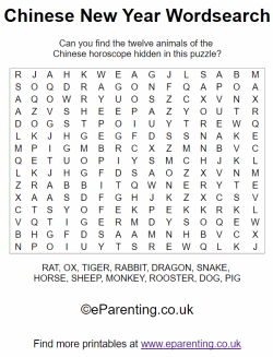 Chinese New Year Wordsearch