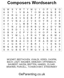 Composers Wordsearch