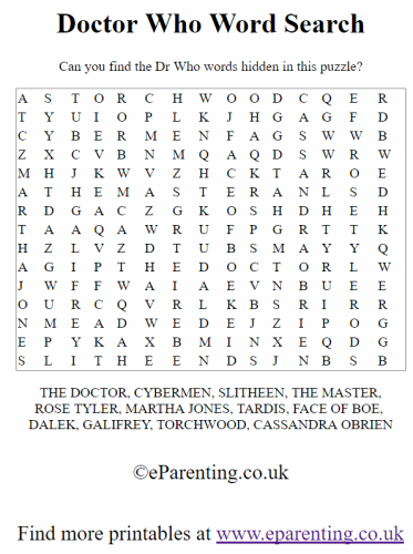 Doctor Who Wordsearch