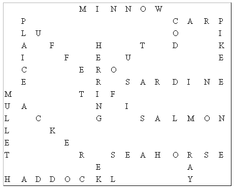 Fish Wordsearch Solution