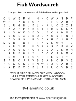 Free Printable Fish Wordsearch