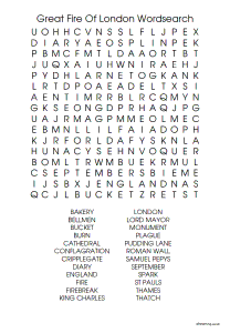 Great Fire Of London Word Search