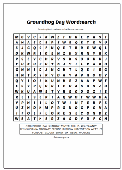 Groundhog Day Free Printable Wordsearch