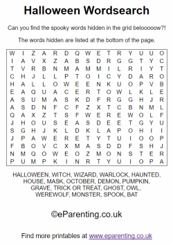 Halloween Printable Wordsearch