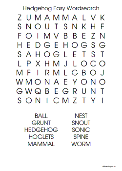 Hedgehog Easy Word Search