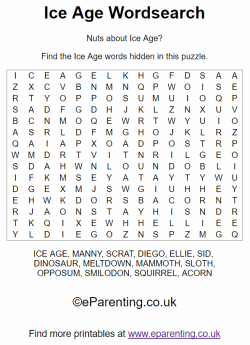 Ice Age Wordsearch