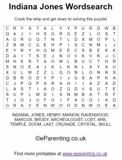 Indiana Jones Wordsearch