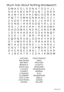 Much Ado About Nothing Word Search